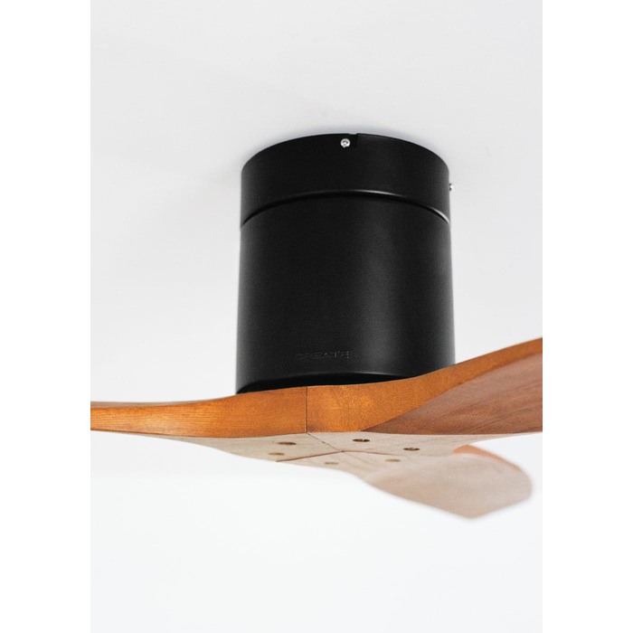 Вентилятор стельовий Windcalm M/Deckenventilator ABS з дистанційним керуванням, 40W, Ø132cm, тихий, з таймером (1-4 год), DC-двигун, літньо-зимовий режим, дерев'яний дизайн (без освітлення)