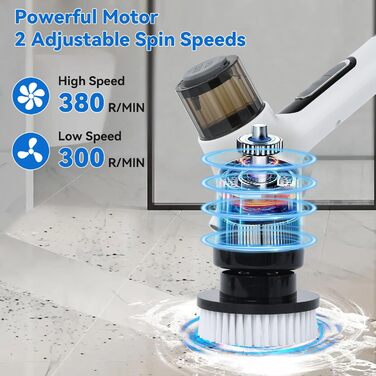 Електрична щітка для прибирання OTRAKI з 7 насадкоми: для ванної, кухні, плитки, авто