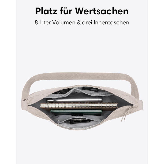 Сумка через плече LARKSON Solveig Medium бежева - Містка напівмісяць (8 л) - Водовідштовхувальна