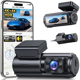 Автомобільний відеореєстратор GKU 4K+4K передній та задній, сенсор STARVIS 2, HDR нічна зйомка (Deep Black)
