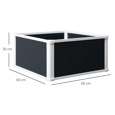 Outsunny Піднятий грядок з квітником/ящиком для рослин 60x60x30 см з функцією дренажу з пластику для овочів та трав сірого кольору