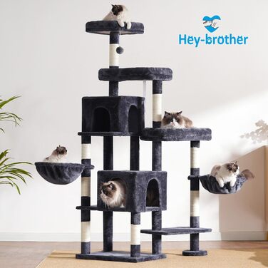 Котячий будиночок Hey-brother XXL для великих котів, 180 см, стабільний, сірий (EMPJ038MU)