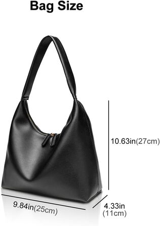Сумка жіноча Hobo Bag з м'якої PU шкіри чорного кольору, велика сумка-тоут на плече для офісу та подорожей, вінтажний стиль