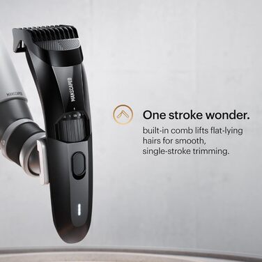 The Beard Hedger® by MANSCAPED®, beard trimmer/beard shaver, 20 length settings, stainless steel T-blade for precise trimming, 60 minutes of cordless runtime, waterproof