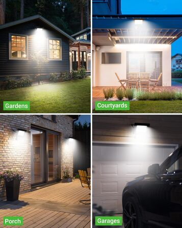nipify LED прожектор із датчиком руху для вулиці, 2 шт, 30W 3000Лм, IP65, холодне світло 6500K, довгий кабель 100 см, для складу, саду, готелю, двору (100W)
