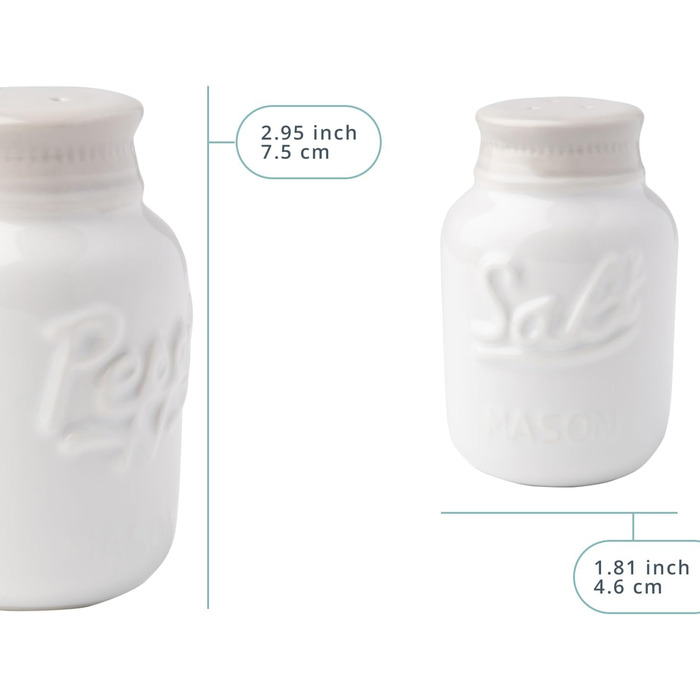 Comfify Vintage Salt & Pepper Shakers - Charming decorative decor for vintage, rustic, and shabby chic lovers - Durable ceramic in white - 3.5 oz. capacity