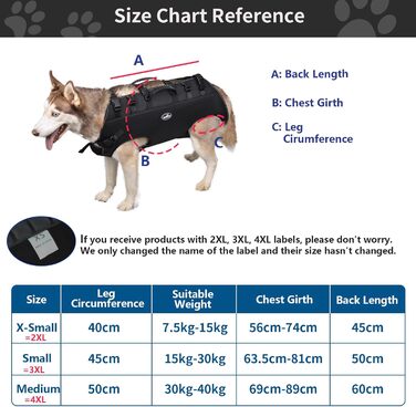 Сумка-переноска для собак великих порід Wakytu: переноска-рюкзак для собак з проблемами суглобів, травмами, літніх собак. Максимальна вага 30-40 кг, чорна, 4XL