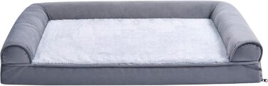 Amazon Basics Foam Dog and Pet Bed with Removable Cover, Gray, (L x W x H) (U-shaped Sofa - Gray, 91 x 69 x 17 cm)