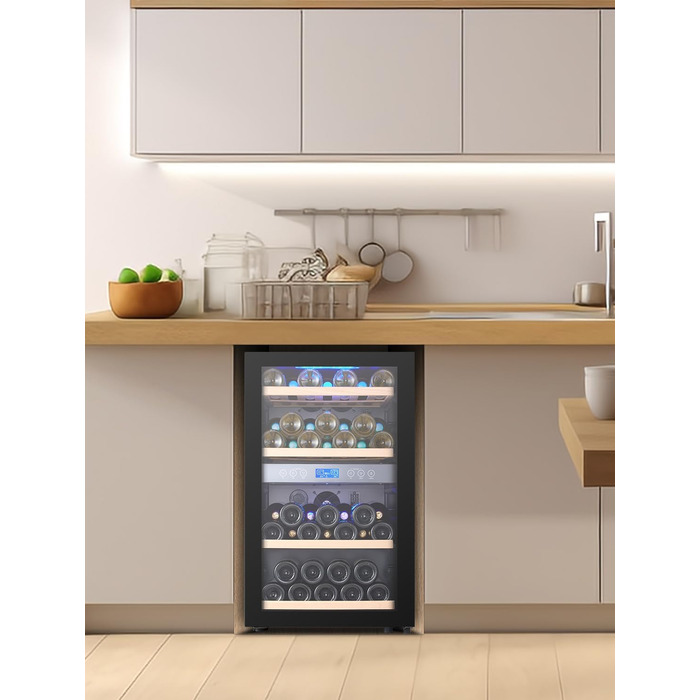 Kalamera 45 Bottle Dual Zone Wine Refrigerator - 120 Liter Capacity with LCD Display