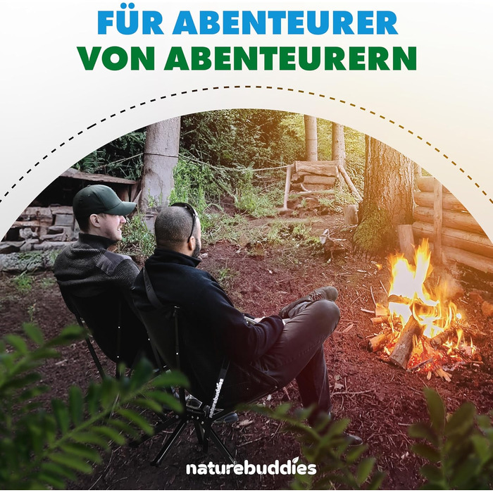 Крісло для кемпінгу Nature Buddies® Faltbar: Легке, компактне, складне (до 150 кг) | Стілець для риболовлі, відпочинку на природі, фестивалів
