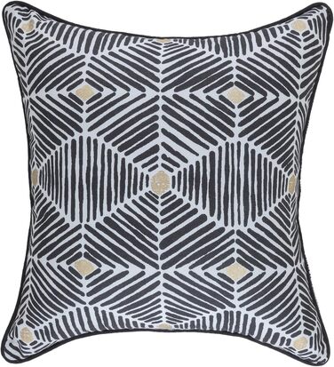 Декоративні подушки TreeWool з бавовни, чорні, з золотим принтом і кантами, 45x45 см, 2 шт