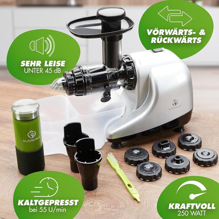 MULTI-PRESS: Медленний соковичавник з керамічним пресом, BPA-free - для селери, соку селери, пшеничної трави, трав'яних детокс-соків. Керамічний, преміум-якість