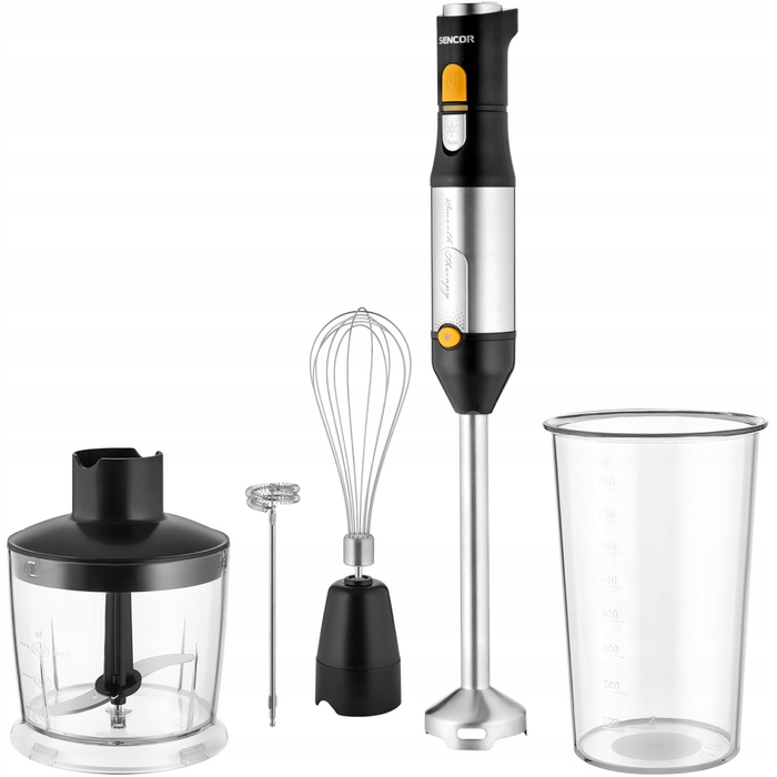Вертикальний ручний блендер Sencor SHB 6302BK 5в1, 1200 Вт, TITANIUMQuadBlade, чорний