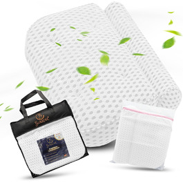 Bath Pillow incl. Wash Bag - Ultimate Comfort and Relaxation with Latest Air Mesh Technology - Bath Cushion for Bathtub with 7 Strong Suction Cups - Neck Pillow/Head Pillow (white)