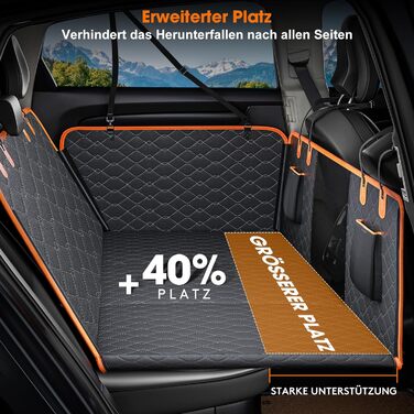 Joejoy Car Seat Cover for Dogs - Waterproof & Scratch-Resistant Back Seat Cover with Hard Bottom & Safety Belt - Black