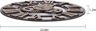 ACCSHINE Large Wall Clock No Ticking Noise Silent Roman Numeral Quartz Battery Operated Wall Clock Easy to Read for Living Room Kitchen Bedroom Office School (Gold, 58cm)