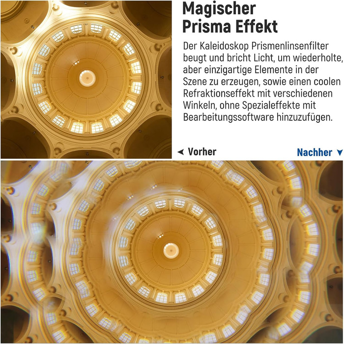 NEEWER Фільтр-призма Kaleidoscope 67mm для фотографії, кристалічне скло, ефект рефракції, змінна кількість мотивів