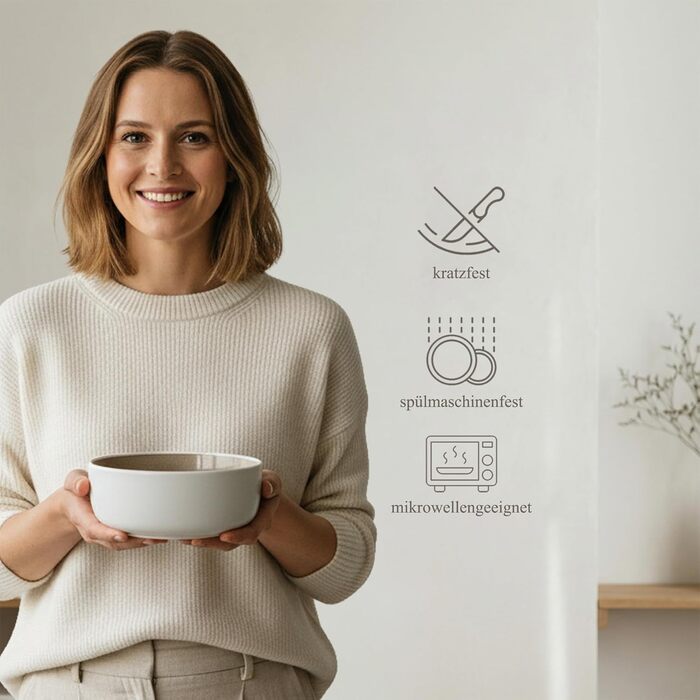 Сервіз Hausfelder для 8 осіб (32 елементи) з каменю Shadow Stone – тарілки, миски, чашки. Сервіз з кераміки, стійкий до миття в посудомийній машині