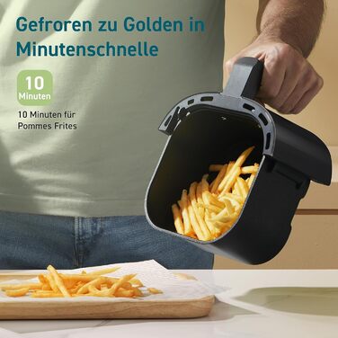 COSORI Air Fryer Small, 4-in-1 Mini Air Fryer 2L, fast and easy cooking with 48dB, 30 recipes, 97% less fat, energy-saving, dishwasher-safe, 1-2 people Dark Black Mini
