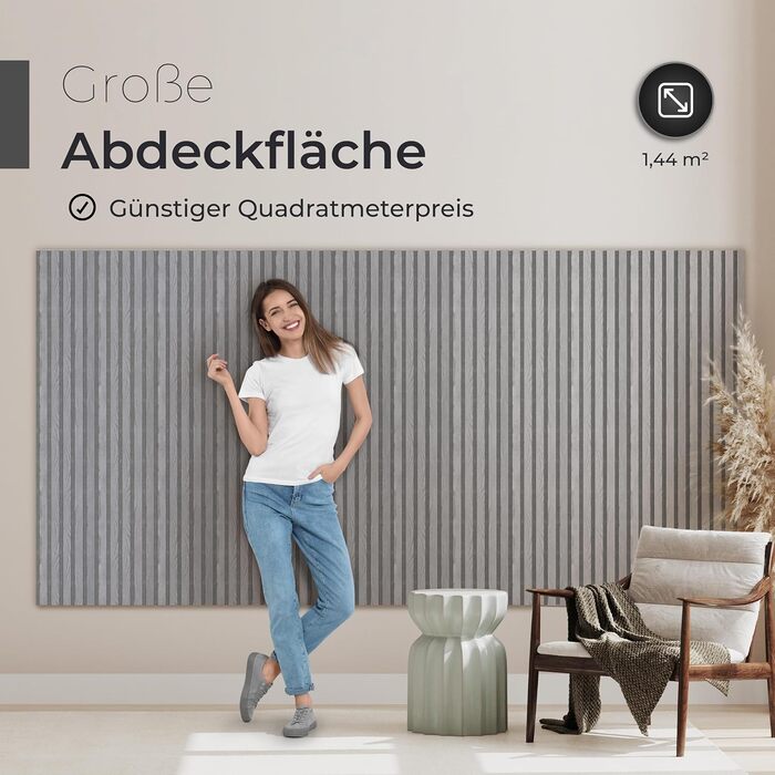 Акустичні панелі з натурального дерева горіх та чорного фетру, 120x60 см, набір 2 шт. — 3D стінові панелі для шумоізоляції та оздоблення інтер'єру