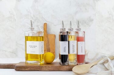 Molimoli Olive Oil Dispenser Bottle for Kitchen, Coffee Syrup Dispenser with Automatic Pourer, Glass Bottle Dispenser for Kitchen, Olive Oil Serving Set, Glass Olive Olive Bottle | 2-Piece Set - Silver