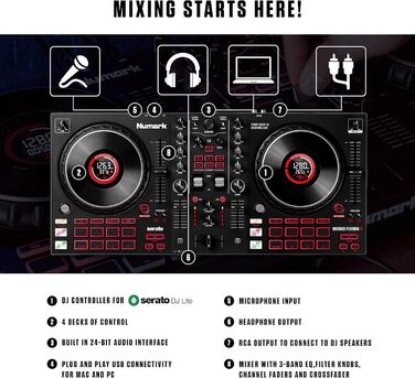 DJ-контролер Numark Mixtrack Platinum FX + навушники Numark HF125 для Serato DJ (4-Deck)