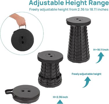 Телескопічний стілець-табурет для кемпінгу, риболовлі та дому