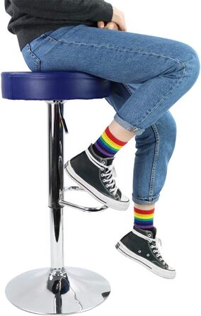 KKTONER Adjustable Height Swivel Bar Stool - SPA, Office & Task Chair with PU Leather (Blue)