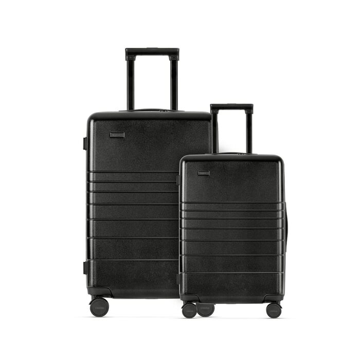 Валіза ETERNITIVE з полікарбонату та ABS: легка, з колесами 360°, з TSA-замком, для ручної поклажі (Оливковий, Чорний, Набір 2 шт. S + M)