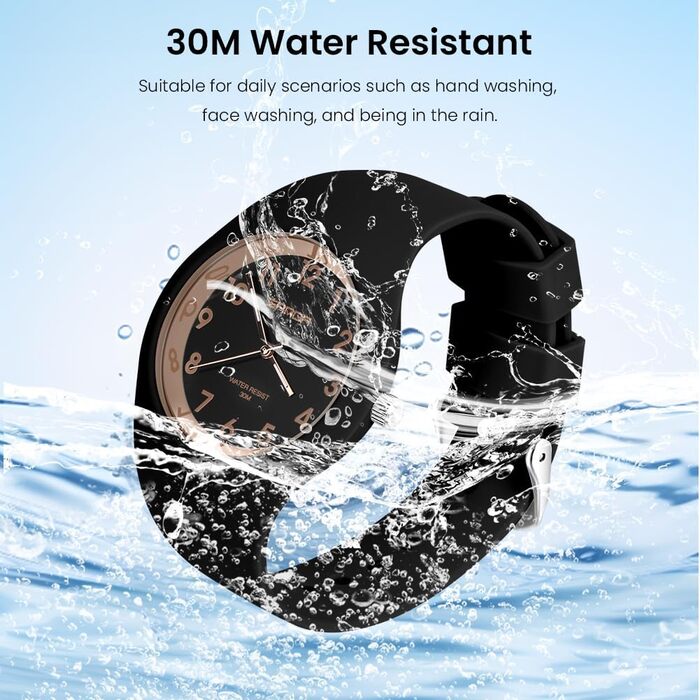 Жіночий годинник: аналоговий кварцовий годинник на силіконовому ремінці. Спортивний годинник для студентів та дорослих, чорного кольору.