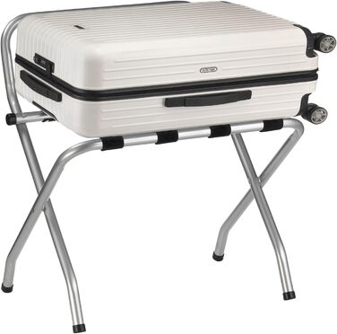 CARO-Furniture Suitcase Stand Suite with Wall Protection, Suitcase Stand, Suitcase Rack, Metal, Black, Folding (Grey)