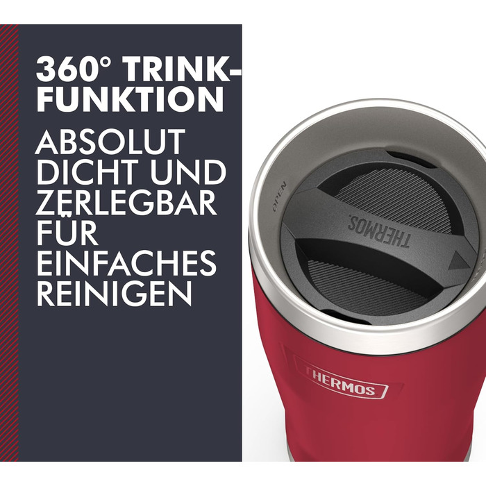 Термос ICON MUG 0,47л, темно-сірий/графітовий матовий, керамічний термос-чашка 470мл, термокружка для кави з нержавіючої сталі, ізотермічна кружка, 7 годин гаряче / 22 години холодне, придатна для миття в посудомийній машині, абсолютно герметична, без BPA