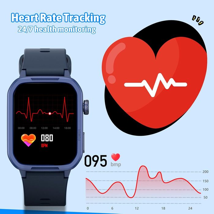 Дитячий розумний годинник Kinder Smartwatch для хлопчиків та дівчаток. Активність, серцевий ритм, сон, IP68, водонепроникність, 19 спортивних режимів.