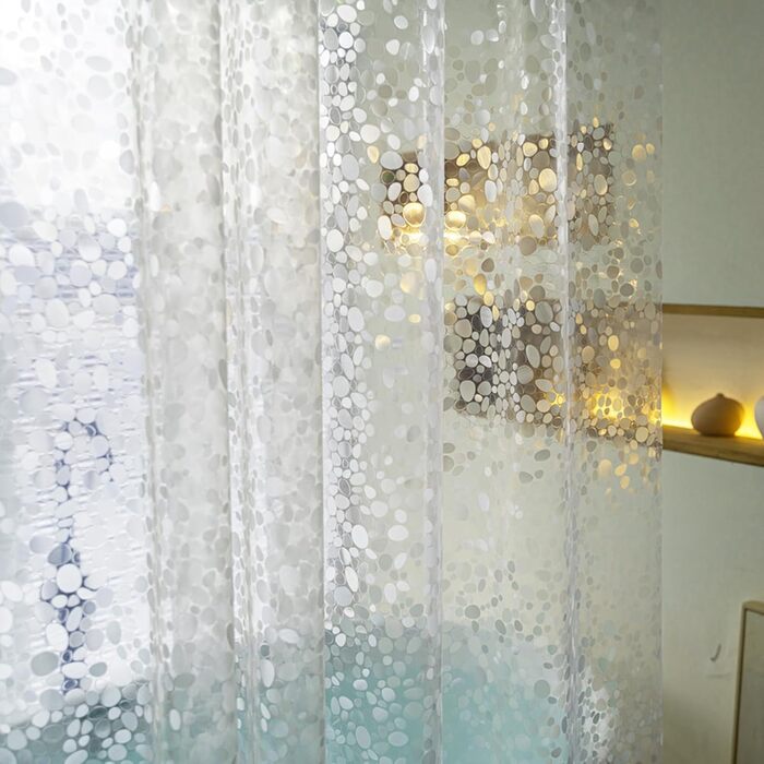 Водонепроникна штора для душу Eva 190 см з магнітами та кільцями, ПВХ, прозора, міцна