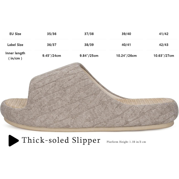 Тапочки жіночі Eagsouni з льону, зручні, з антиковзким покриттям, з піною Memory Foam, плоскі, для дому, теплі, (39/40 EU, Хакі)