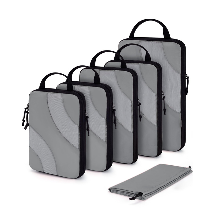 Органайзери для валізи BAGSMART компресійні (6 шт., сірий) - набір кубиків для подорожей та ручної поклажі