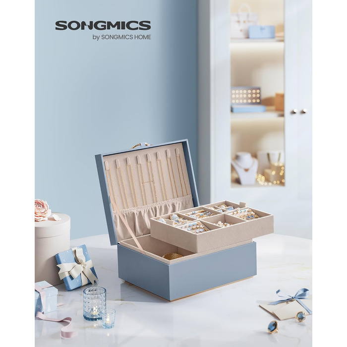 SONGMICS Скринниця для прикрас з 2 ярусами, біла, JBC65W0