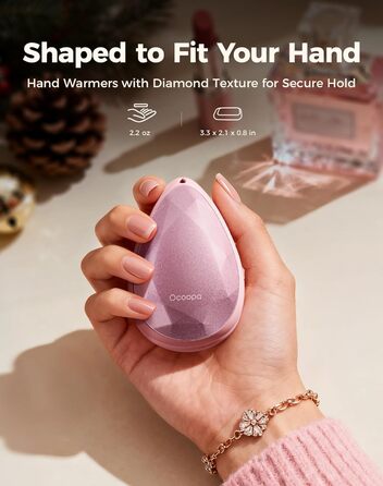 Електричні грілки для рук OCOOPA (2 шт) - стильні, рожеві, з магнітом, USB-зарядка, для Raynaud, туризму, кемпінгу