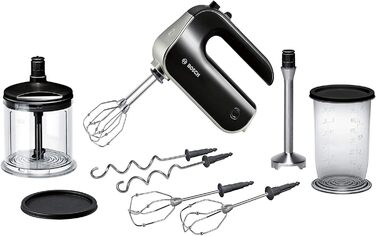Bosch Home Appliances MFQ4885DE 2 Beaters, 2 Stainless Steel Dough Hooks, Black, 575 W Black / Chrome