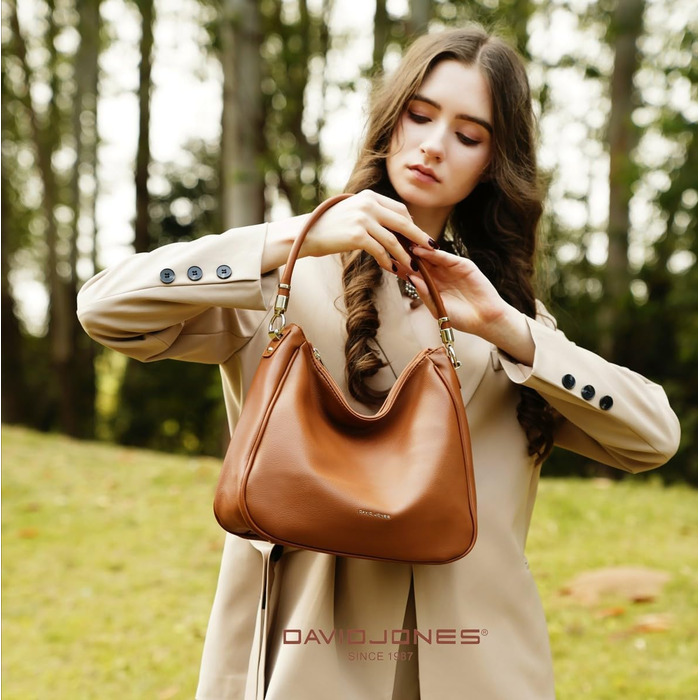 Сумка жіноча David Jones Hobo середнього розміру, біла - м'яка PU шкіра, сумка-шопер з довгими ручками, класична повсякденна сумка через плече