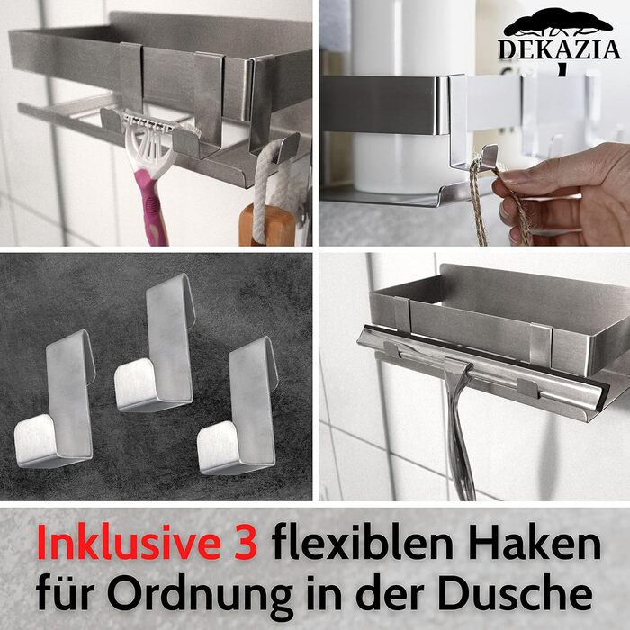 DEKAZIA® Shower Shelf without Drilling | Shower Shelf without Drilling Shower Basket without Drilling Bathroom Shelf without Drilling Shower Shelf Shampoo Holder for Shower Storage Bathroom Shelf without Drilling
