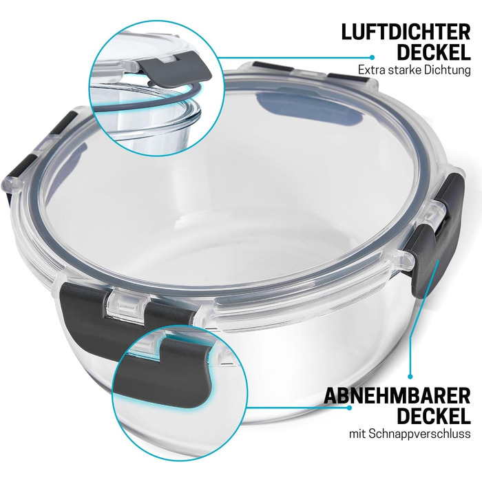 Контейнери для їжі Igluu Meal Prep, скляні, набір 3 шт (400/650/950 мл) - BPA-free, мікрохвильовка, духовка, морозилка, посудомийка