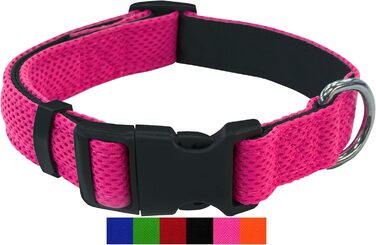 Преміум нашийник для собак DEY Air Mesh | Регульований | для малих, середніх та великих собак | багато кольорів та розмірів | нашийник для собак та котів | нашийники для собак | нашийник для цуценят | Рожевий, M [M/L] - 2,5 x 34-49 см Рожевий