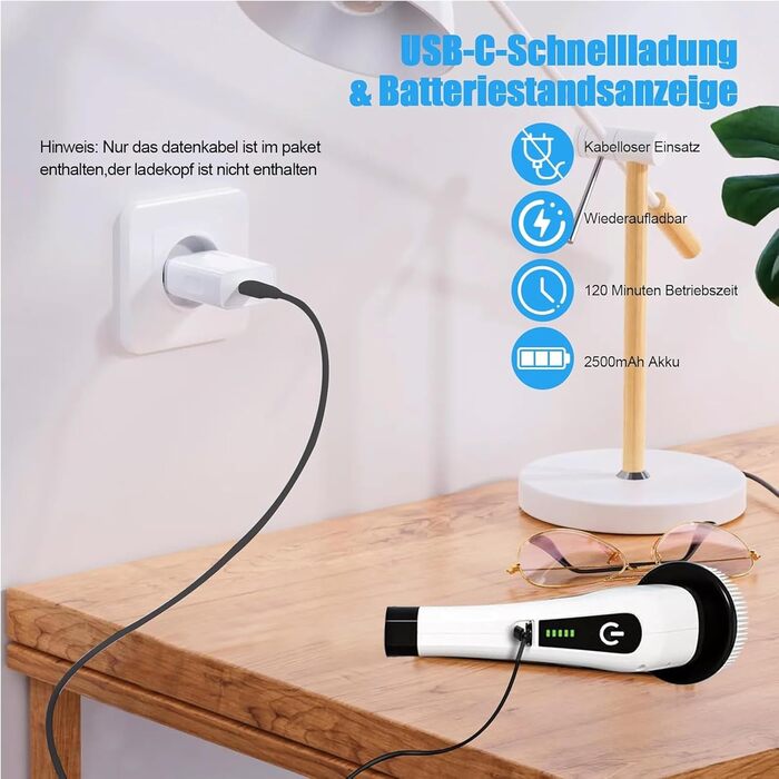 Електрична щітка для чищення Spin Scrubber бездротова, з 8 насадок, регульована ручка для ванної, кухні, авто та підлоги