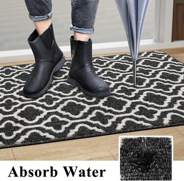 Придверний килимок SHACOS протибрудовий, протиковзкий, 60x240 см, чорний — для входу, коридору, тераси та саду, можна прати