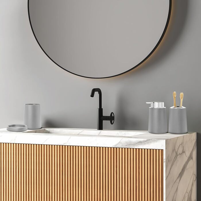 Набір аксесуарів для ванної кімнати FEILANDUO (4 шт.), сірий: мильниця, дозатор мила, тримач для зубних щіток