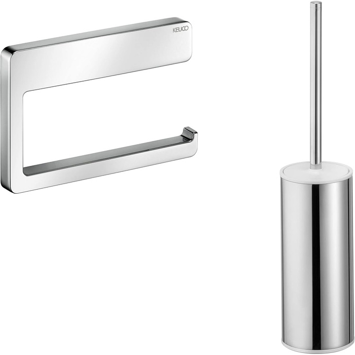 KEUCO WC-Set, Toilet brush set with holder, open-form toilet paper holder, made of metal, high-gloss chrome-plated, wall-mounted, Collection Moll