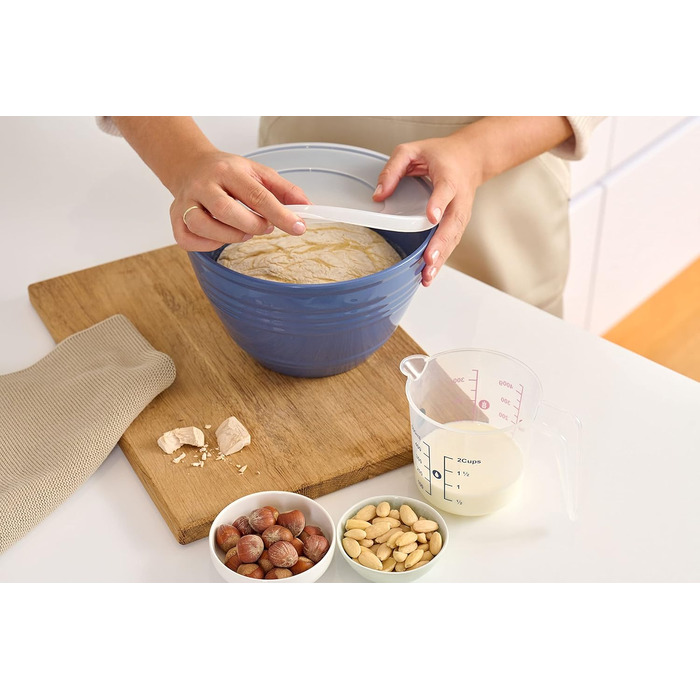 Emsa Prep&Bake Plastic Mixing Bowl 4.15 L, with a preserving lid for refrigerator storage, non-slip base, perfect stability when mixing, dishwasher-safe, stackable K32541