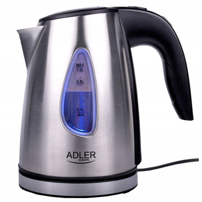 Електричний чайник ADLER AD 1203, 1630 Вт, 1 л, сріблястий/сірий