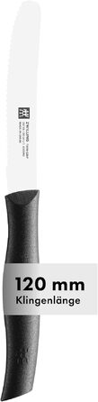 Набір сніданкових ножів Zwilling TWIN Grip, 6 предметів, універсальні ножі з хвилеподібним лезом для хліба, овочів та фруктів, нержавіюча сталь, чорний пластиковий руків'я